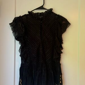 Lucky Brand Black Dressy top with Gold Stripes